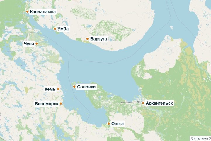 Белое море на карте: заливы, острова, города на берегу